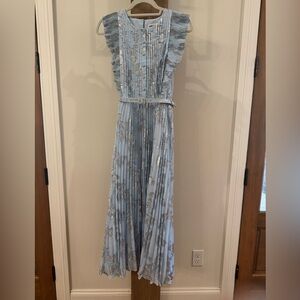 Self portrait blue metallic midi dress. Worn once. Size 8